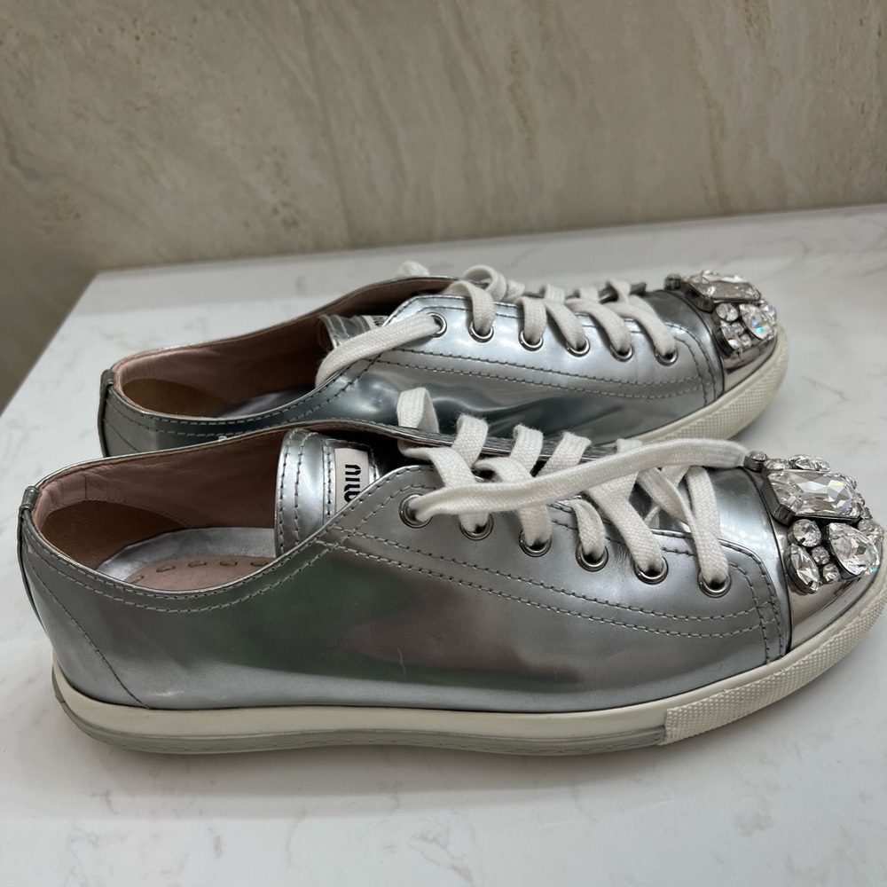 Original Miu Miu Silver Crystal Swarovski sneakers